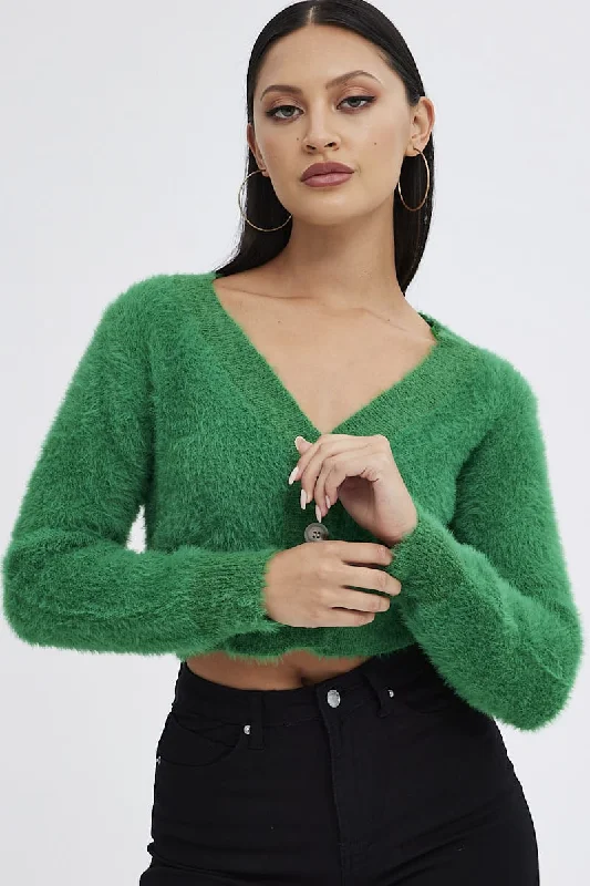 Seasonal Sale Green Fluffy Cardigan