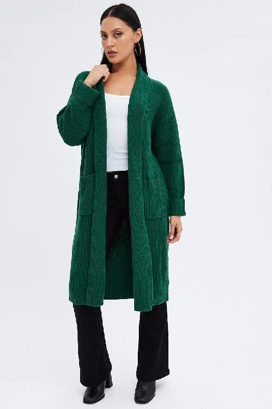 Hurry In Green Longline Cardigan