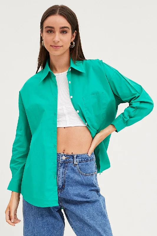Big Discounts Green Relaxed Shirts Long Sleeve Button Up