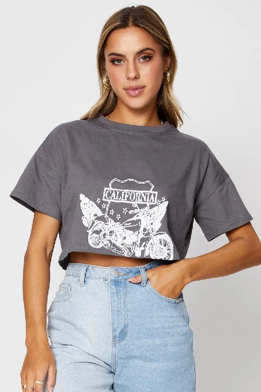Buy More, Save More Grey Graphic T Shirt Short Sleeve