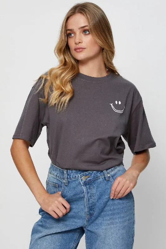 Deal of the Week Grey Graphic T Shirt Short Sleeve