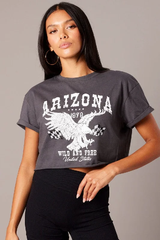 Anniversary Sale Grey Graphic Tee Short Sleeve