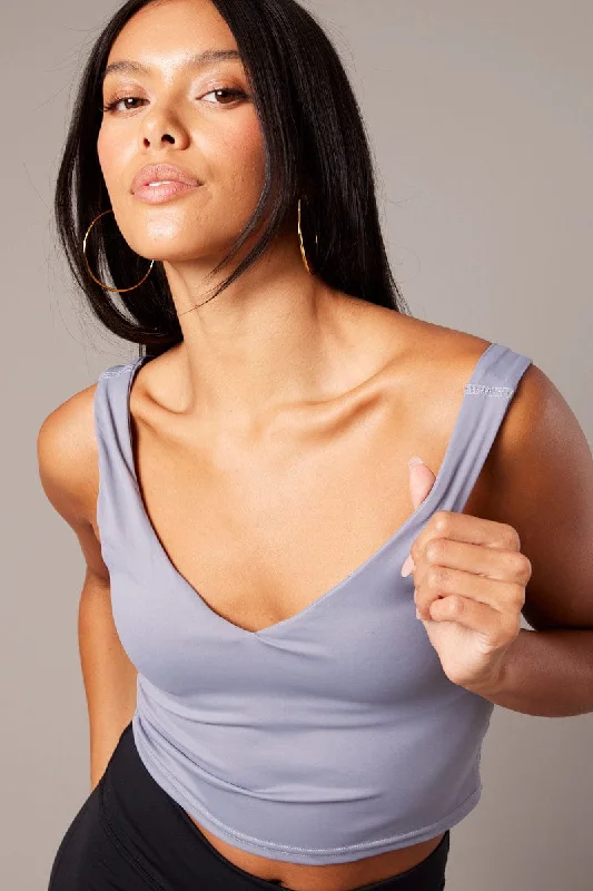 Grand Opening Sale Grey Tank Top Sleeveless V Neck