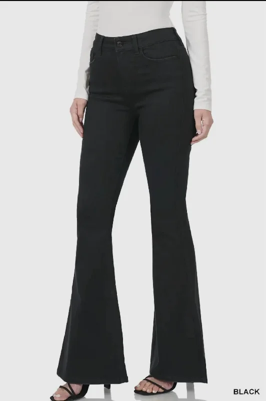 Instant Discount High Rise Flare Jeans In Black