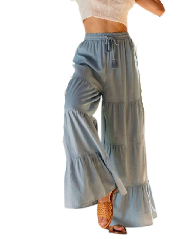 Value Deals High Waist Boho Flair Denim Pants In Light Blue
