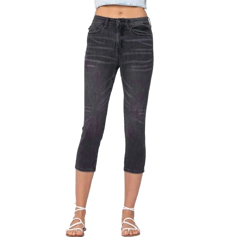 Exclusive Offers High Waist Skinny Capri In Black