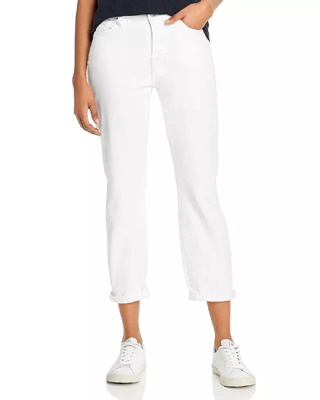 Act Fast Josefina High Rise Ankle Boyfriend Jeans In White