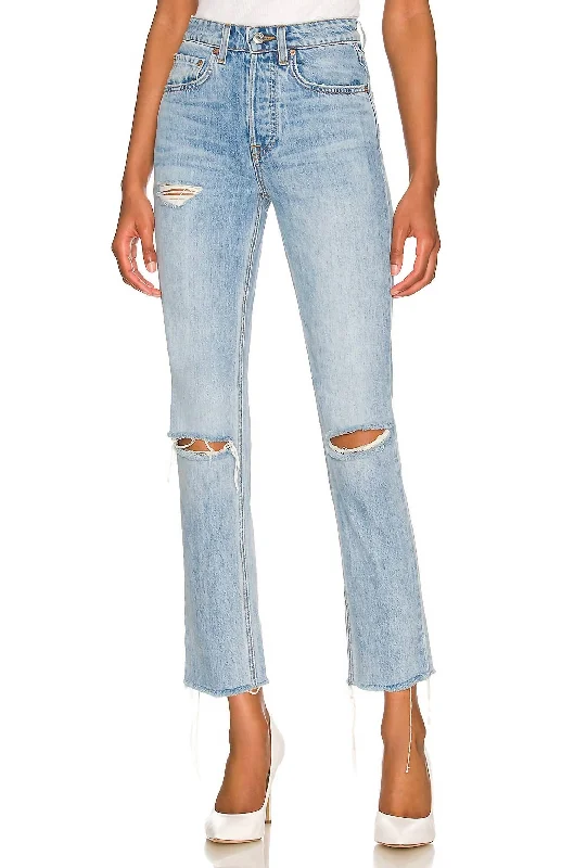Steals and Deals Karolina High Rise Straight Crop Jean In Point Loma Blue
