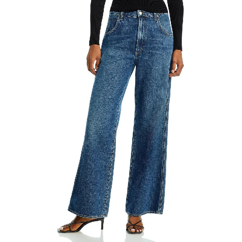 Quick Sale Magda Womens High Rise Carpenter Wide Leg Jeans