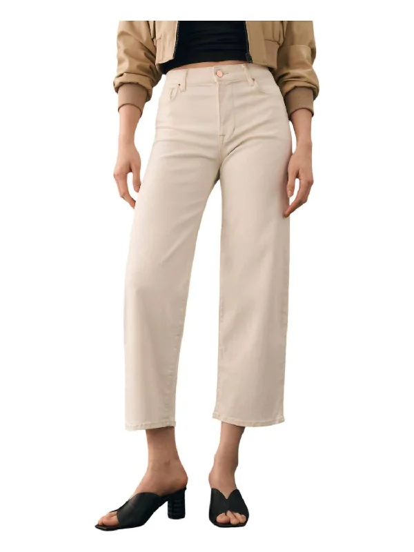 Act Now Malibu High Rise Crop Jeans In Ecru