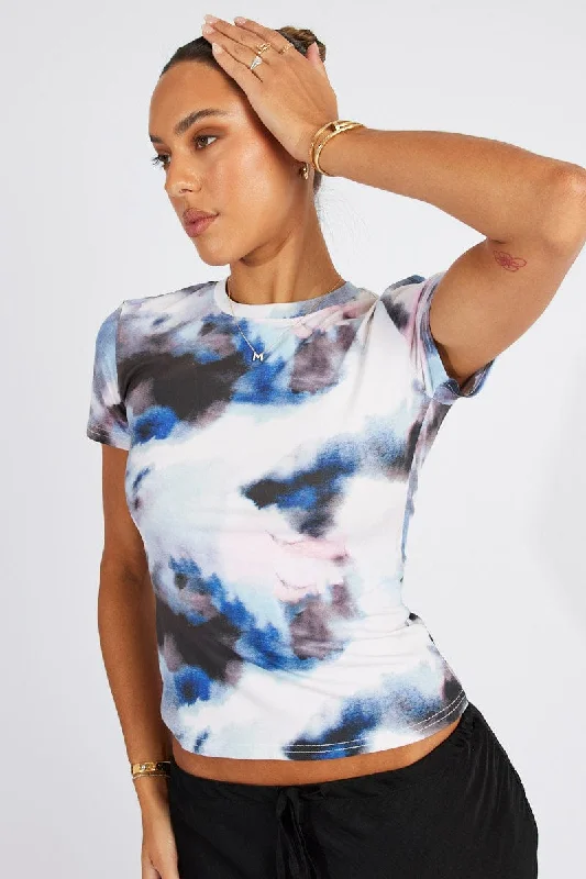 Price Blitz Multi Abstract Supersoft Top Short Sleeve