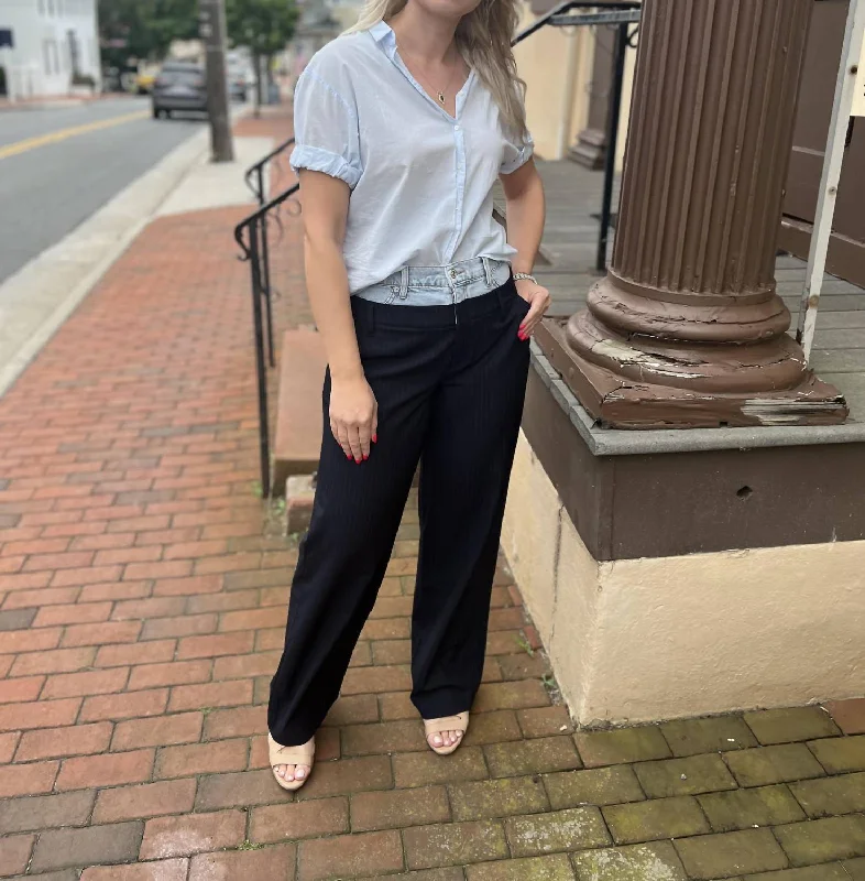 Inventory Reduction Ophelia Double Waist Combo Pant In Midnight Pinstripe M Ulti