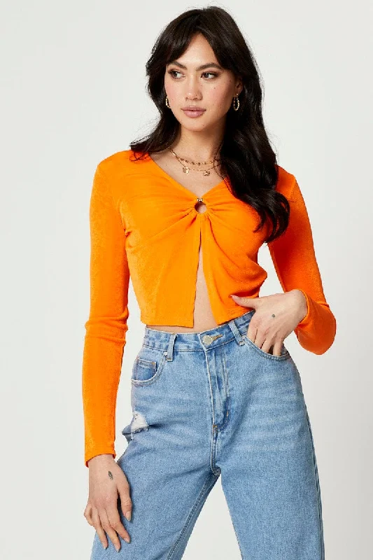 Super Savings Orange Slinky Jersey Long Sleeve Top