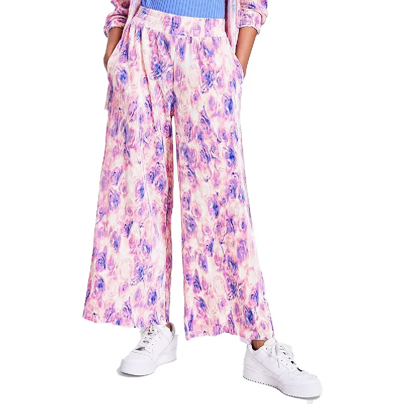 Special Price Petites Womens Pleated Printed Wide Leg Pants