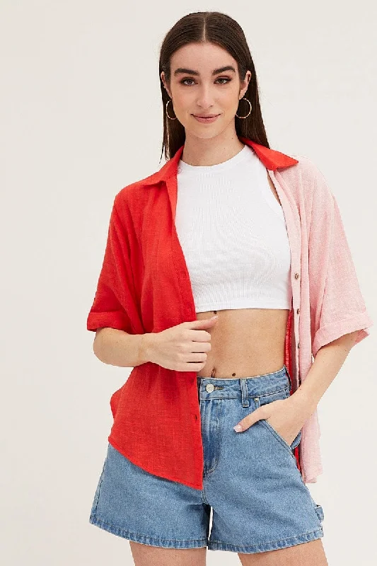 Today’s Special Pink Cotton Half Sleeve Relaxed Shirt
