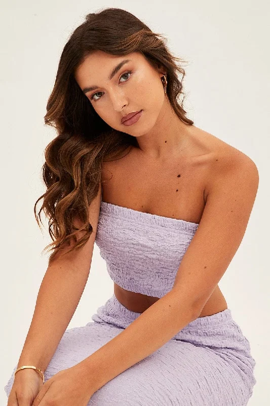 Major Savings Purple Bandeau Top Textured