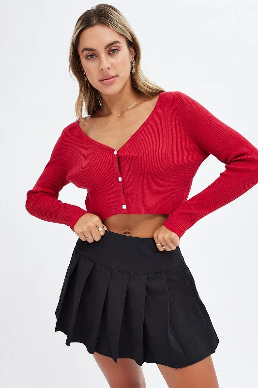 Best Bargains Red Knit Cardigan Long sleeve