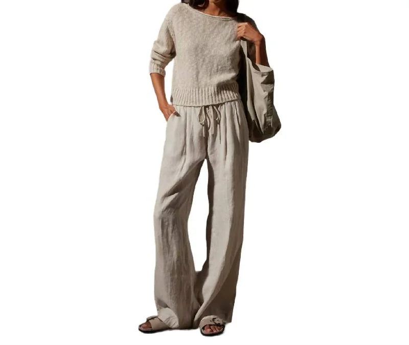 Midnight Sale Relaxed Linen Pant In Salt Pigment