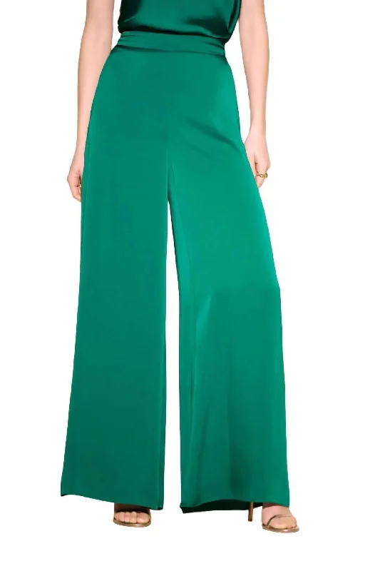 Year-End Sale Satin Wide Leg Pant In True Emerald