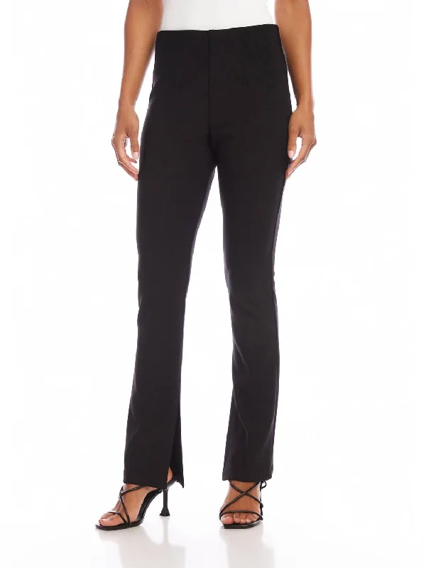 Can't Miss Side Slit Bootcut Pants In Black