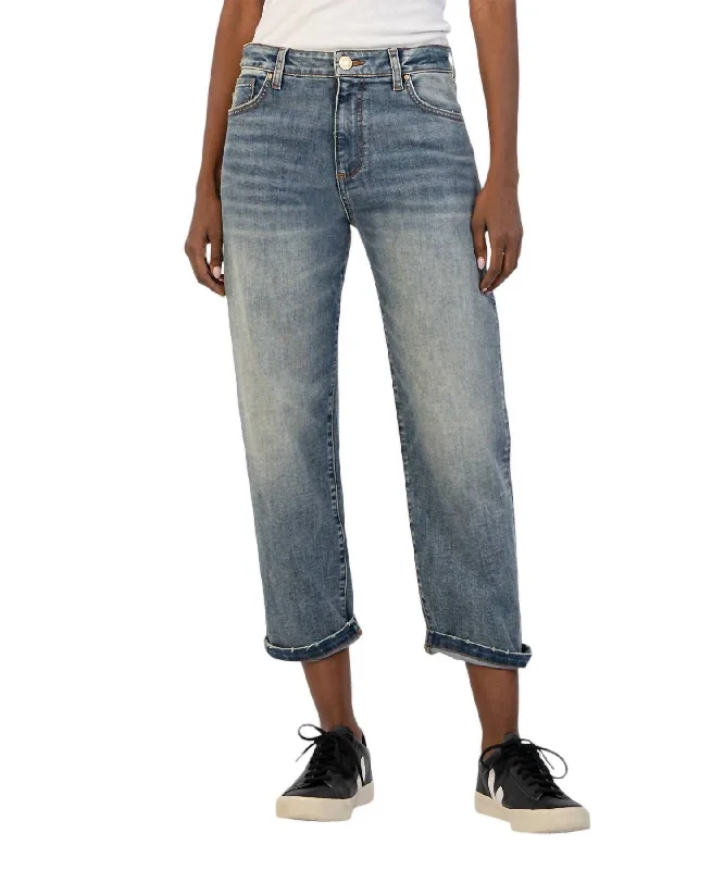 Bonus Savings Sienna Baggy Boyfriend Crop Jeans In Shaped Wash