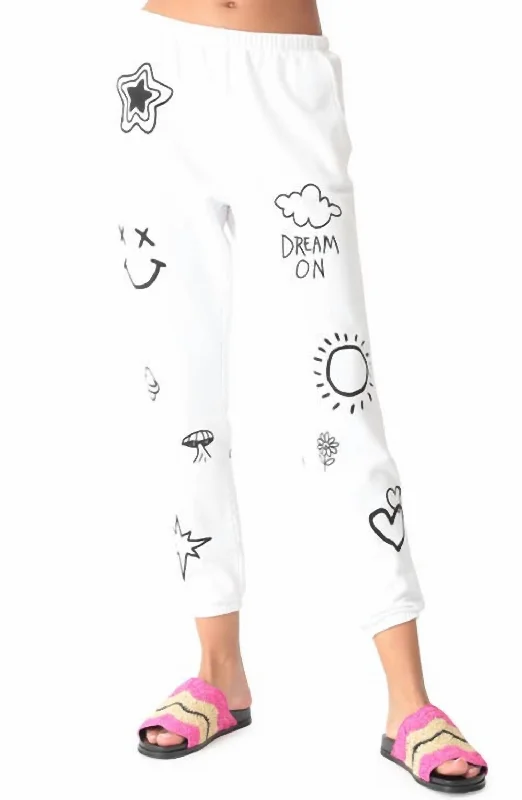 Season Finale Sale Siesta Doodle Sweatpants In Cloud/onyx