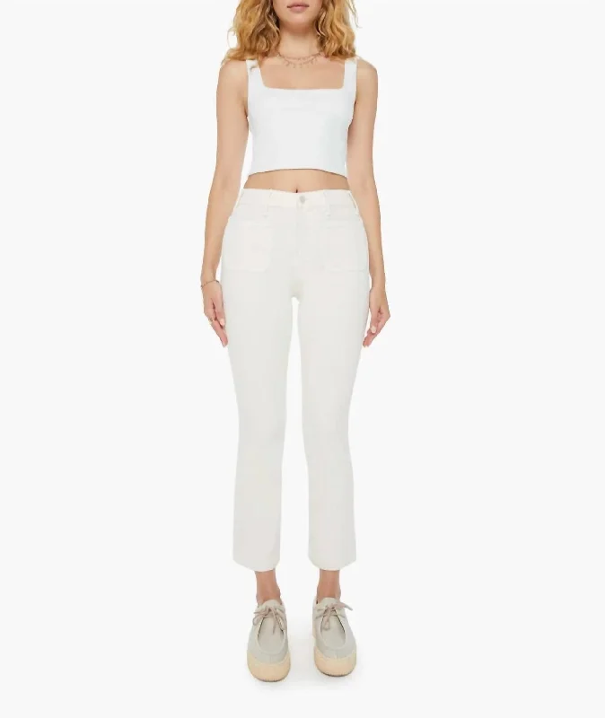 Super Sale The Hustler Patch Pocket Flood Jeans In Cream Puffs