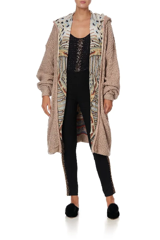 Discount Mania KNITTED LONG HOODIE CELLES TRIBUTE