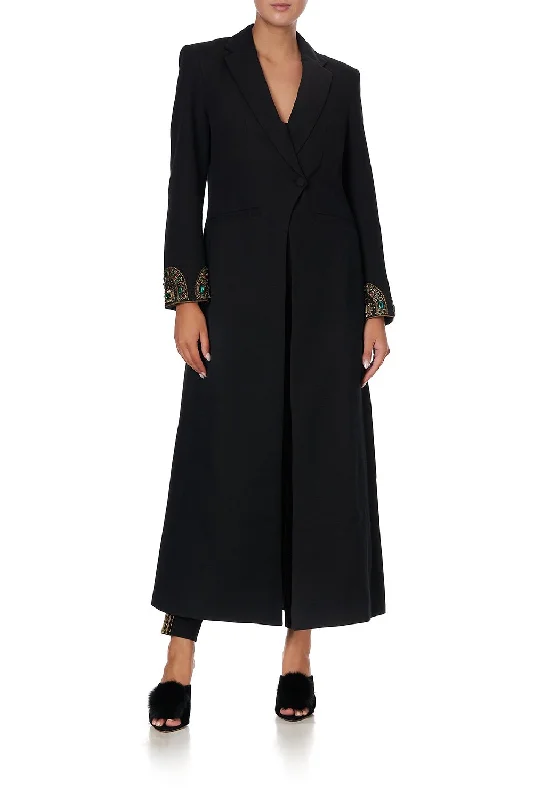 Don't Miss BLACK EMBELLISHED CUFF COAT BLACK