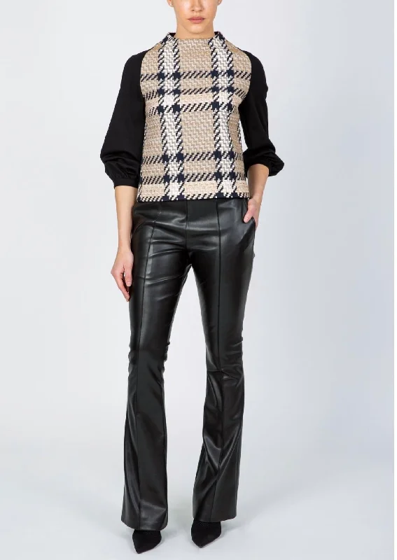 Deep Discounts Vegan Leather Flare Pant In Black