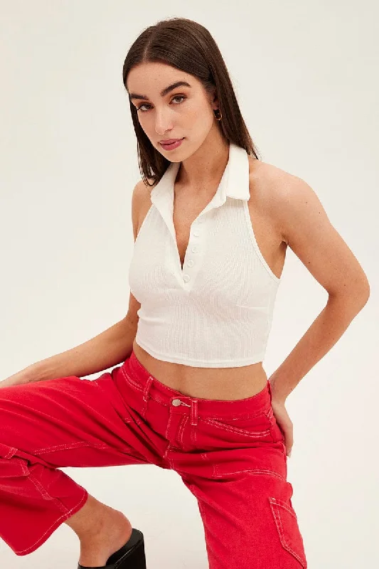 Big Savings White Backless Crop Top
