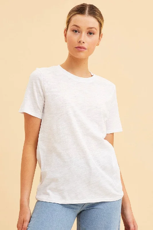 Today’s Deal White Cotton T-Shirt Slub Crew Neck Regular Fit