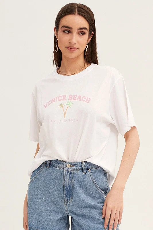 Discount Extravaganza White Embroidered Tee