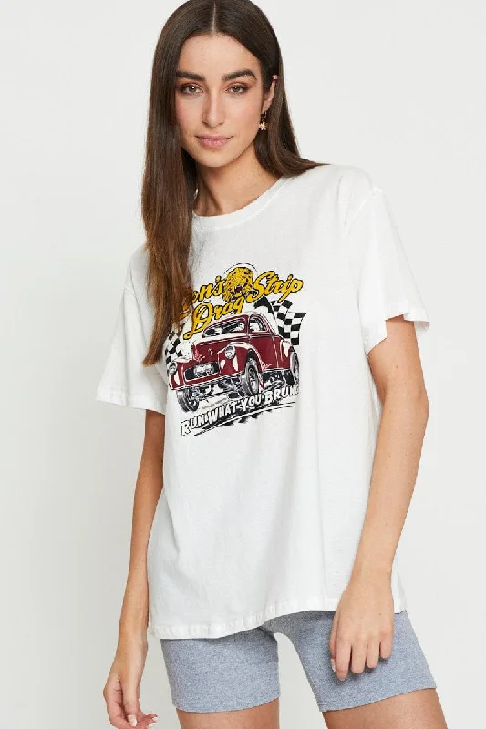 Early Access White Graphic T Shirt Short Sleeve