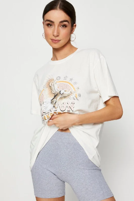 Price Drop Alert White Graphic T Shirt Short Sleeve