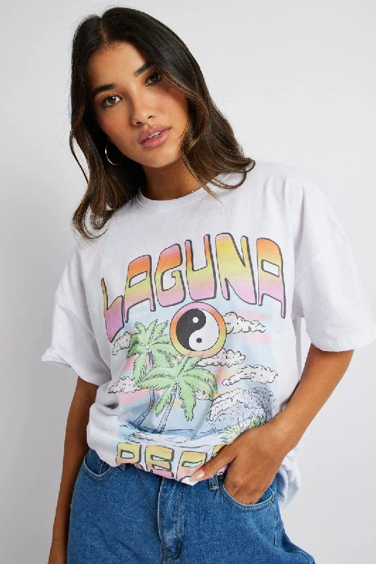 Hurry In White Graphic Tee Surf Slogan T-shirt
