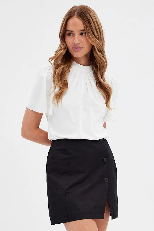 Today's Special White Short Sleeves Work Top