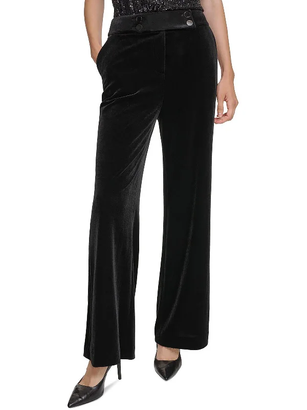 Instant Discount Whitney Womens Velvet High-Rise Wide Leg Pants