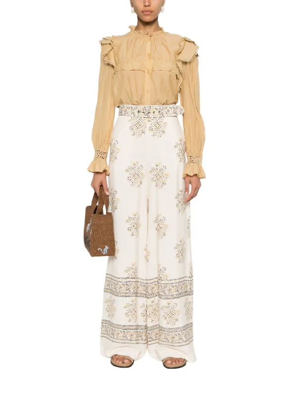 Year-End Clearance Wide Leg Pant In Utility Dot Lemon