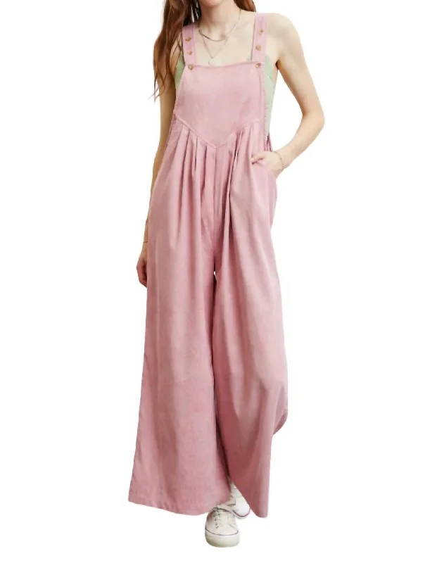 Super Sale Willow Corduroy Overalls In Powder Pink