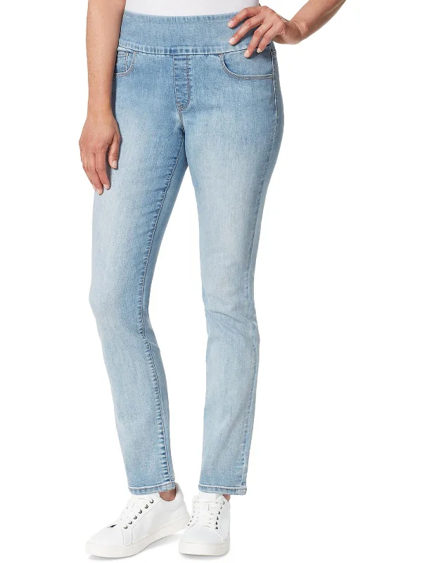 Final Markdown Womens High Rise Pull On Straight Leg Jeans