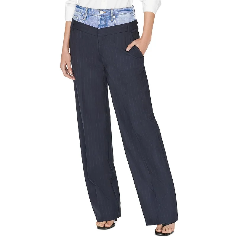 Super Sale Womens Pinstripe Wide Leg Trouser Pants