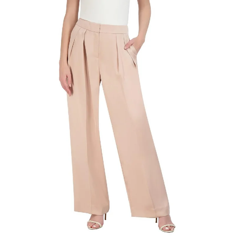 Daily Deals Womens Pleated Double Weave Wide Leg Pants