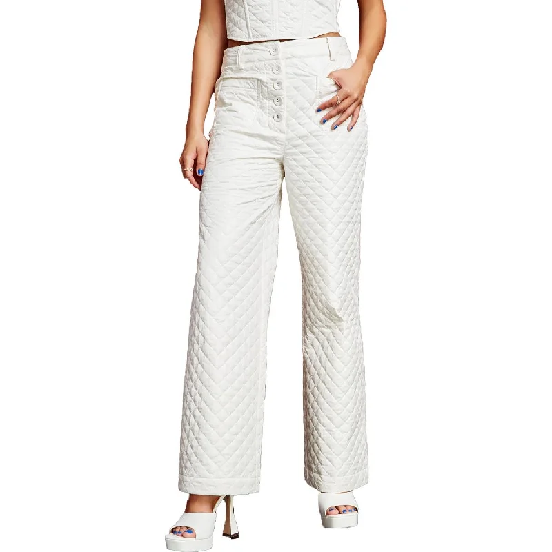 Reduced Prices Womens Quilted Button Fly Wide Leg Pants