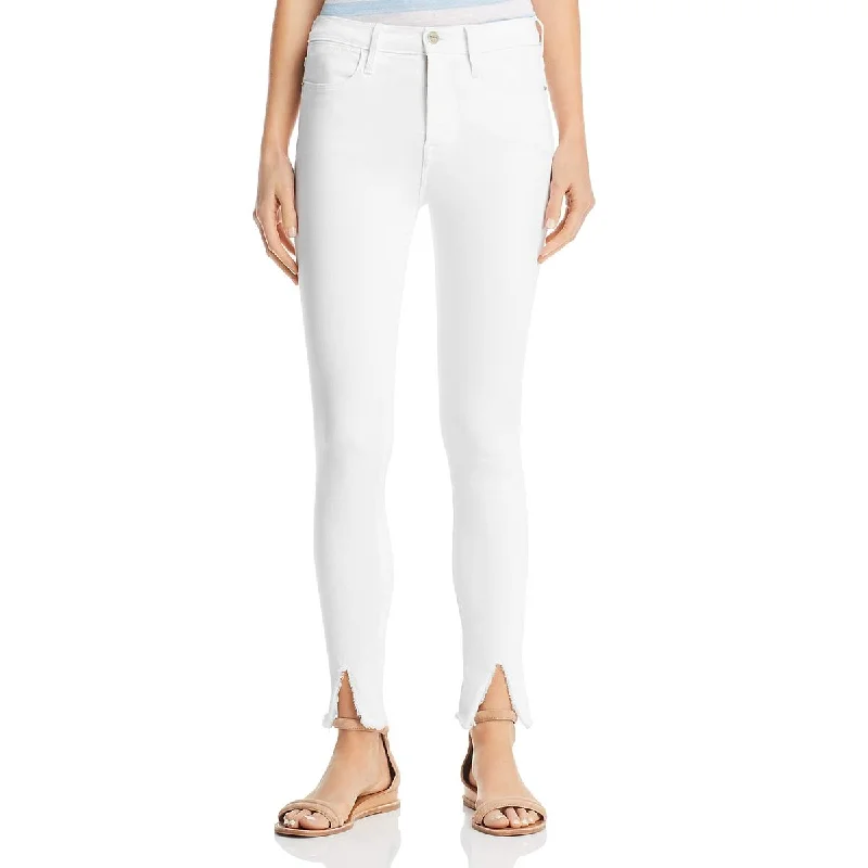 Midnight Madness Womens Raw Hem Split Hem Skinny Jeans