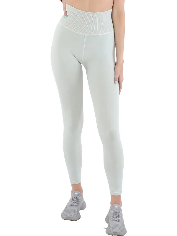 Markdowns Womens Ribbed Trim Solid Leggings