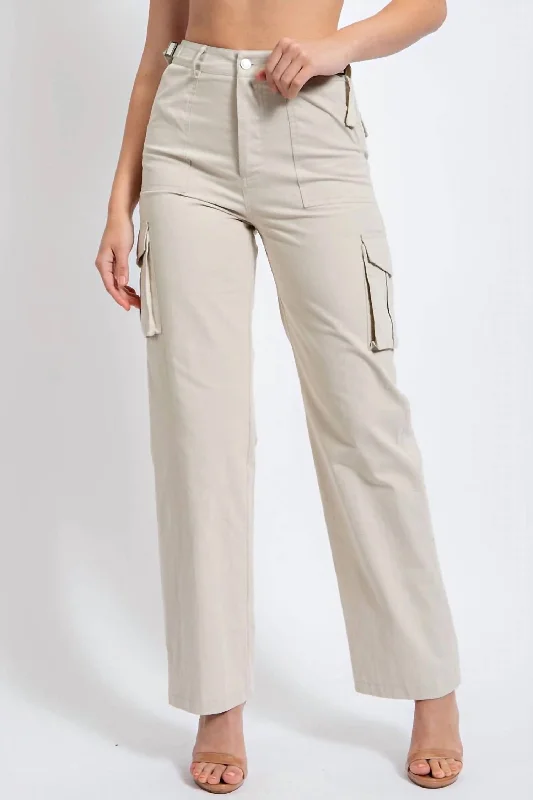 Customer Appreciation Sale You're My Type Cargo Pants In Light Grey
