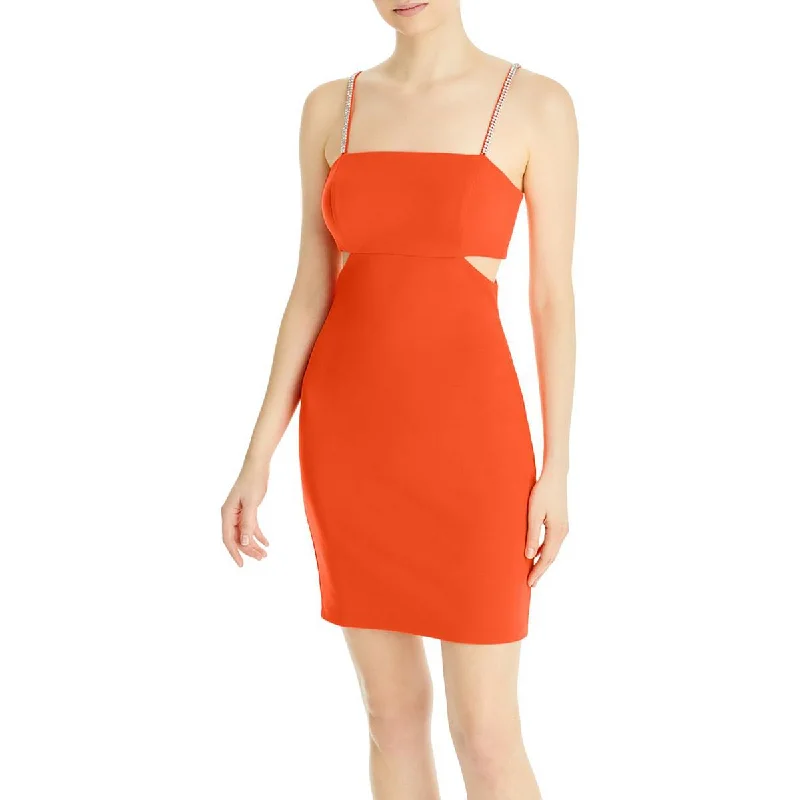 Price Buster Aqua Womens Embellished Cut-Out Cocktail and Party Dress