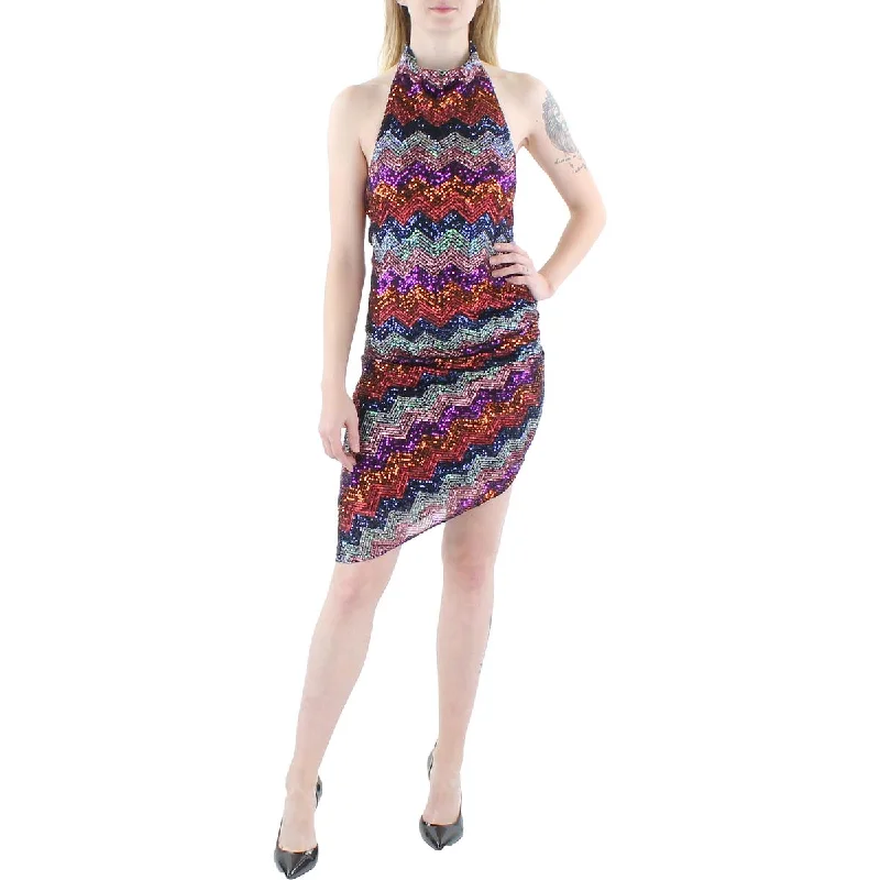 Season Finale Sale Aqua Womens Fuji Halter Mini Cocktail and Party Dress