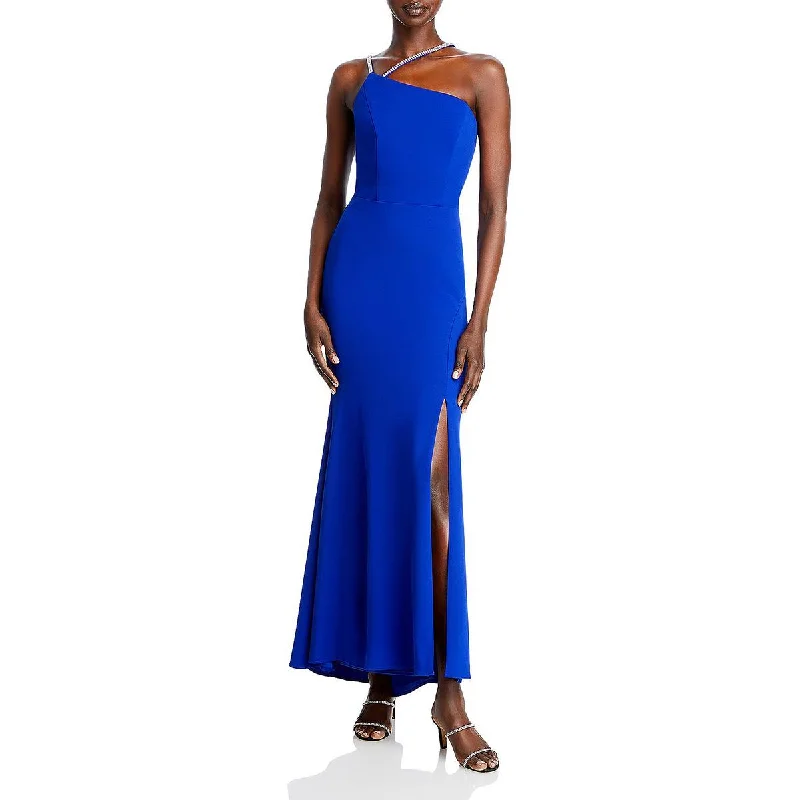 Deal Frenzy Aqua Womens Scuba Asymmetric Evening Dress